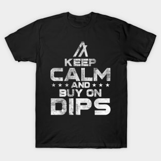 Algorand ALGO Coin Keep Calm and Buy on Dips Crypto Token Cryptocurrency Wallet Birthday Gift For Men Women Kids T-Shirt